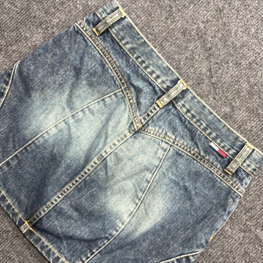 Tommy Jeans Y2K Denim Mini Skirt Blue Juniors 5 Zip Pockets Low Rise Vintage
